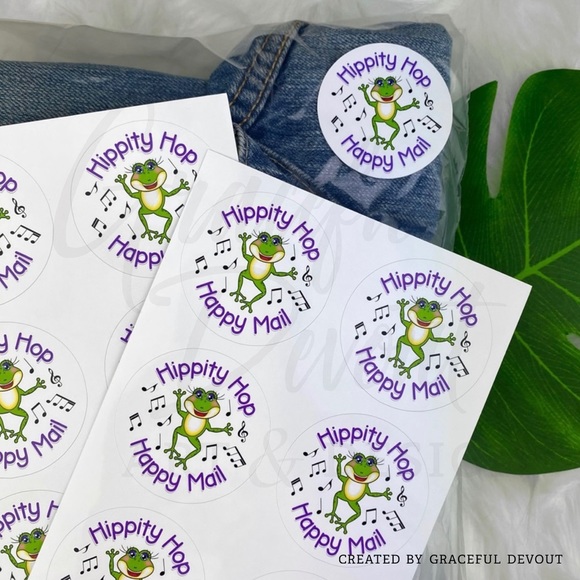 🐸 Hippity Hop Happy Mail - 2" (inches) Sticker 48ct.) - Picture 2 of 4